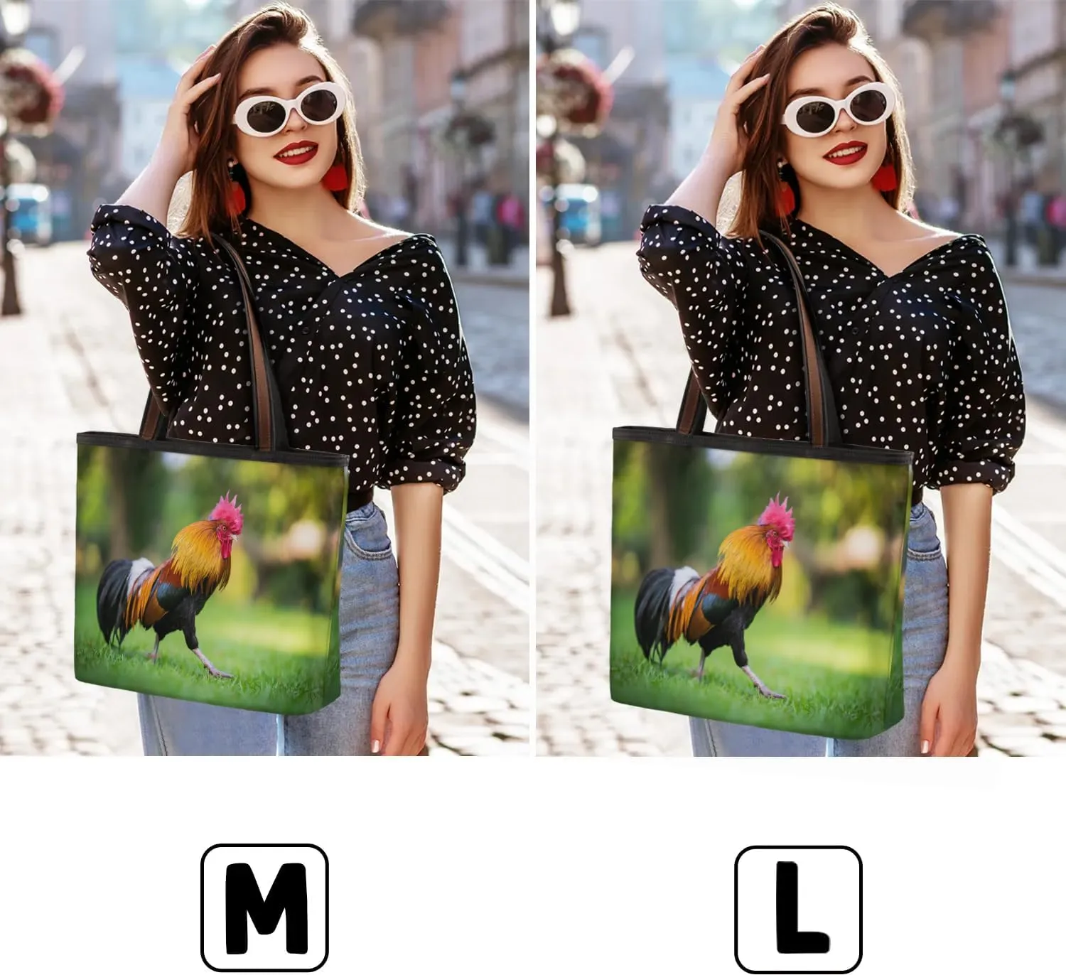 Rooster Grassland Tote Bag Tote for Women Zipper Womens Handbags Tote Bag for Work Shopping Travel