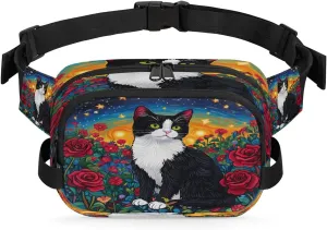 Rose Bushes Cows Cat Fanny Pack Waterproof Belt Bag Crossbody Bags For Women Men Holiday Gifts