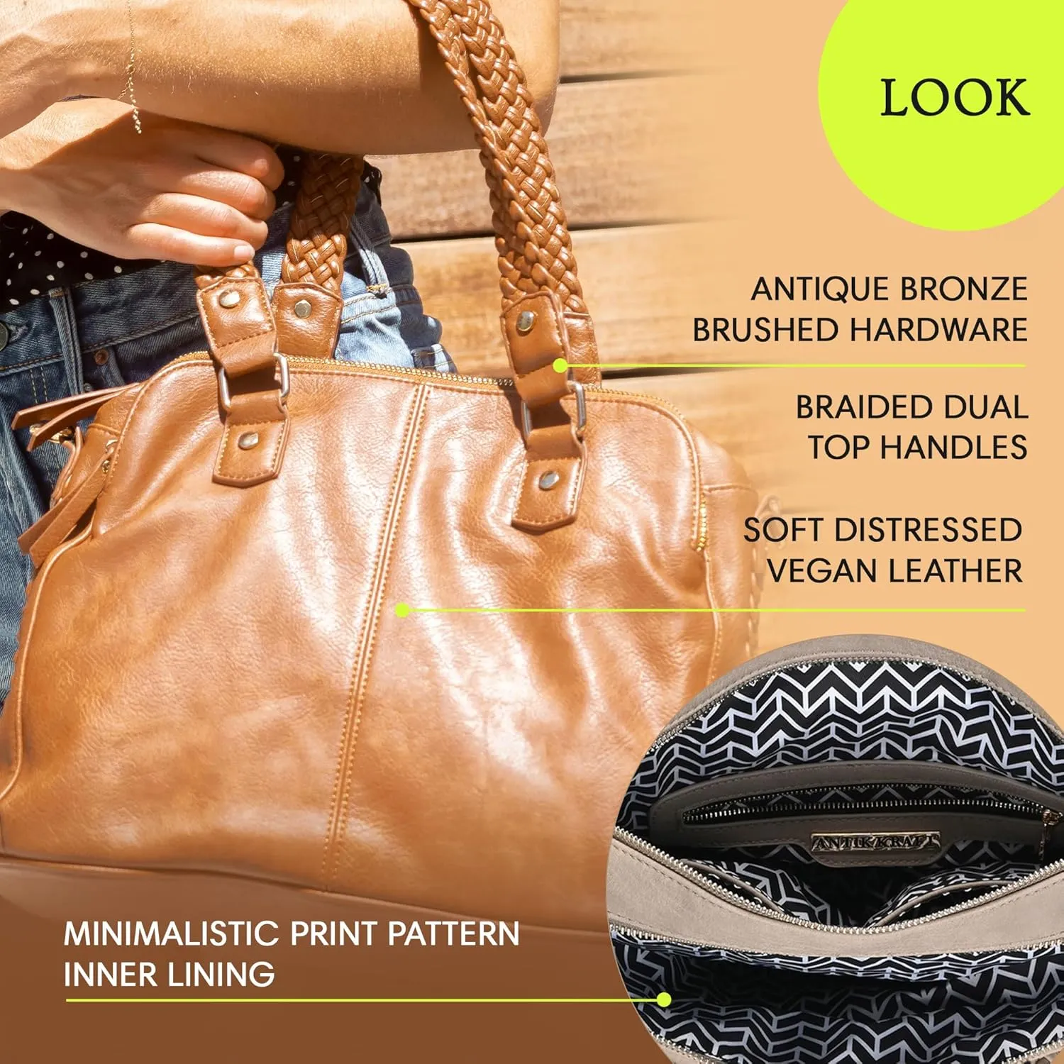 Roxanne Satchel | Vegan Leather Satchel for Women | Triple compartment Satchel with Detachable crossbody strap |