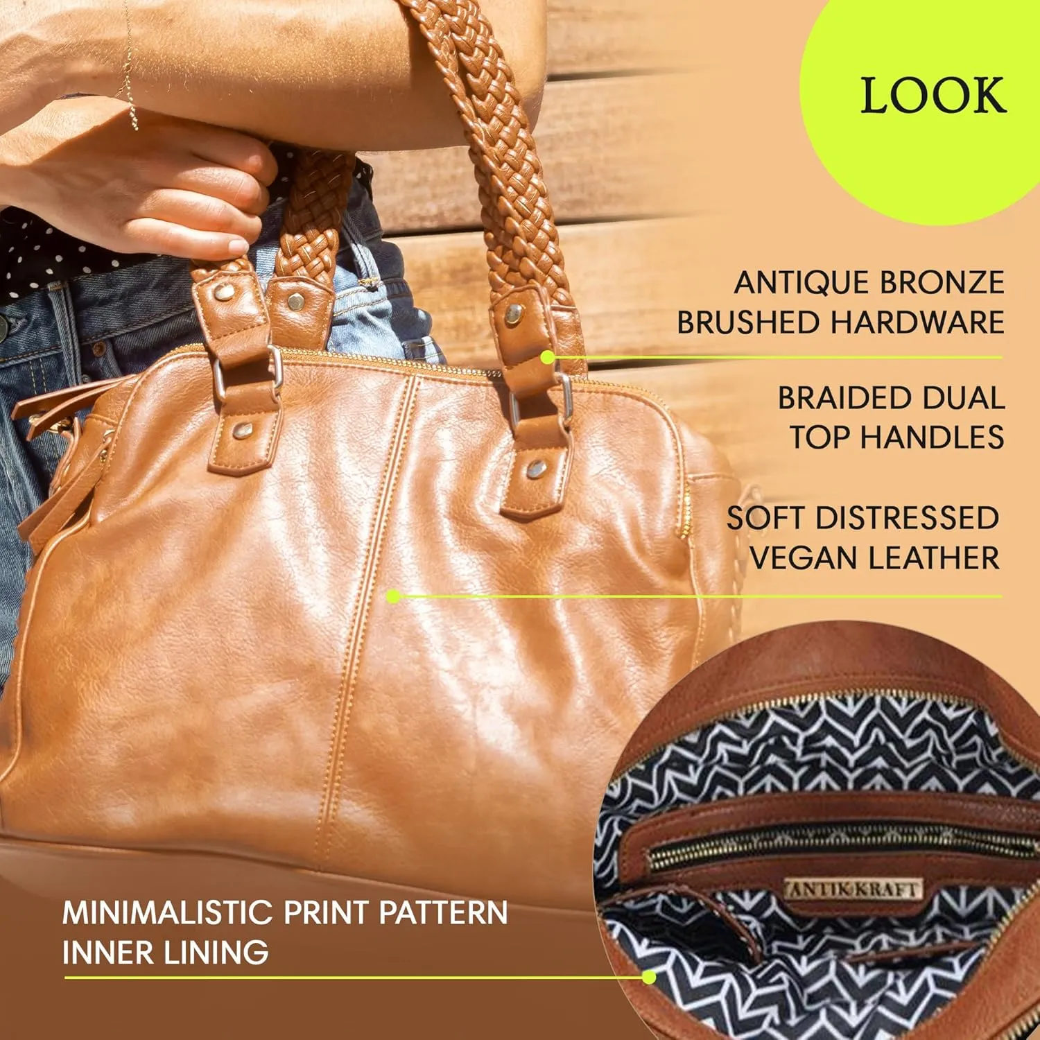 Roxanne Satchel | Vegan Leather Satchel for Women | Triple compartment Satchel with Detachable crossbody strap |