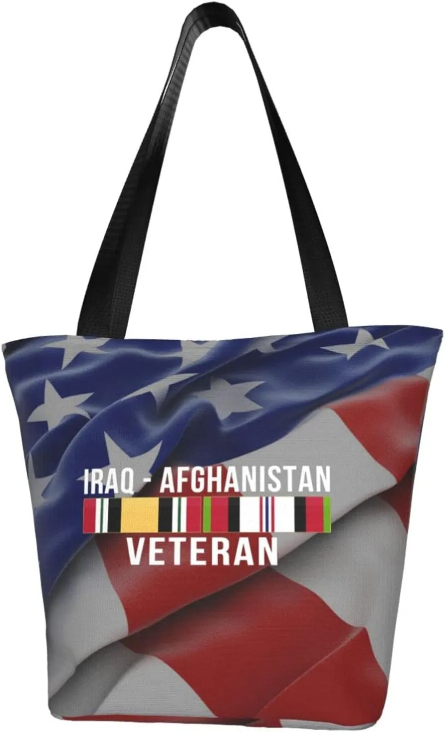 Rqwaaed Afghanistan and Iraq Veteran Women'S Casual One Shoulder Carry Shopping Bag Large Capacity Working Storage Handbag