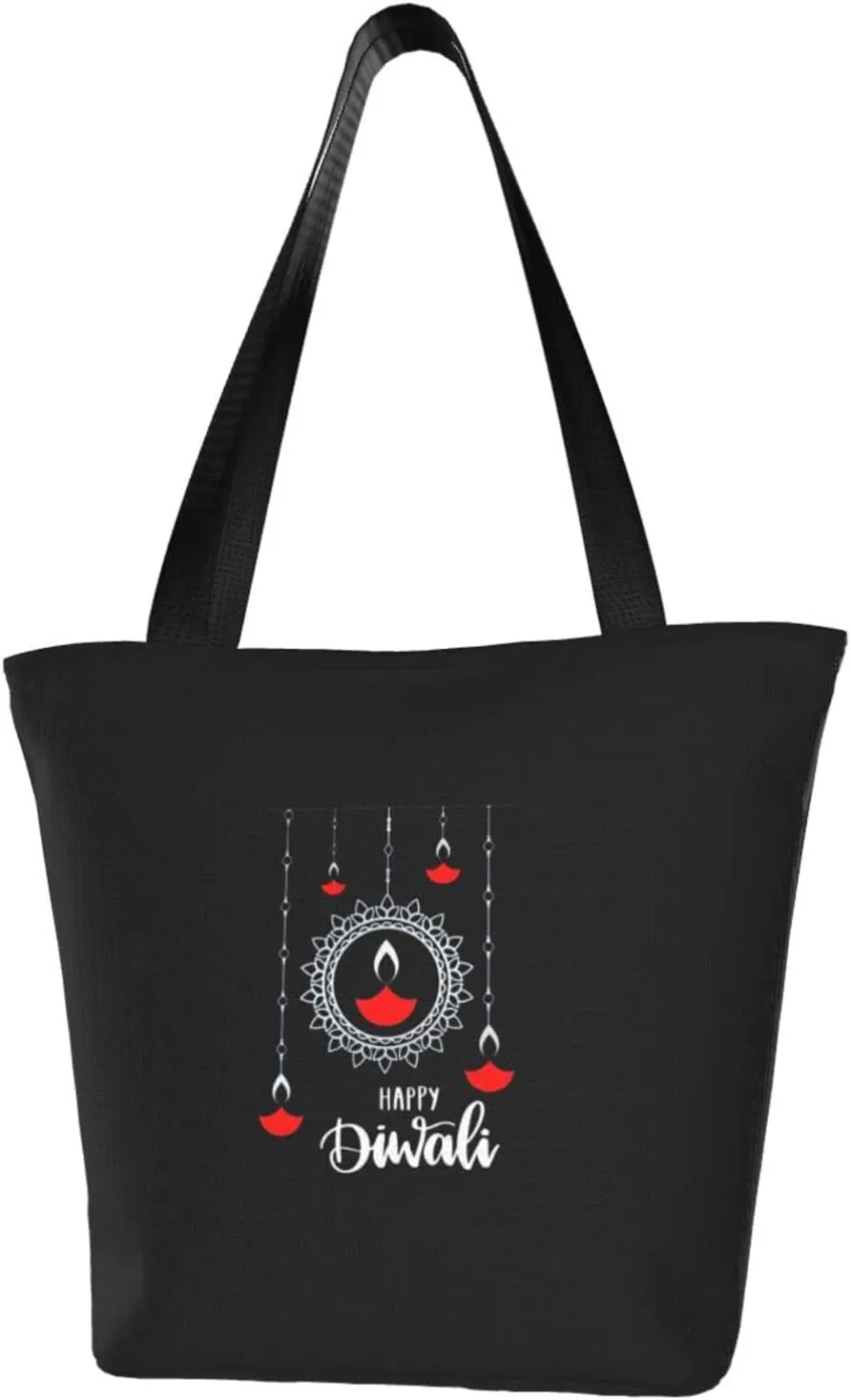 Rqwaaed Diwali Burning Candle Oil Lamp Women'S Casual One Shoulder Carry Shopping Bag Large Capacity Working Storage Handbag