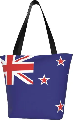 Rqwaaed New Zealand Flag Women'S Casual One Shoulder Carry Shopping Bag Large Capacity Working Storage Handbag