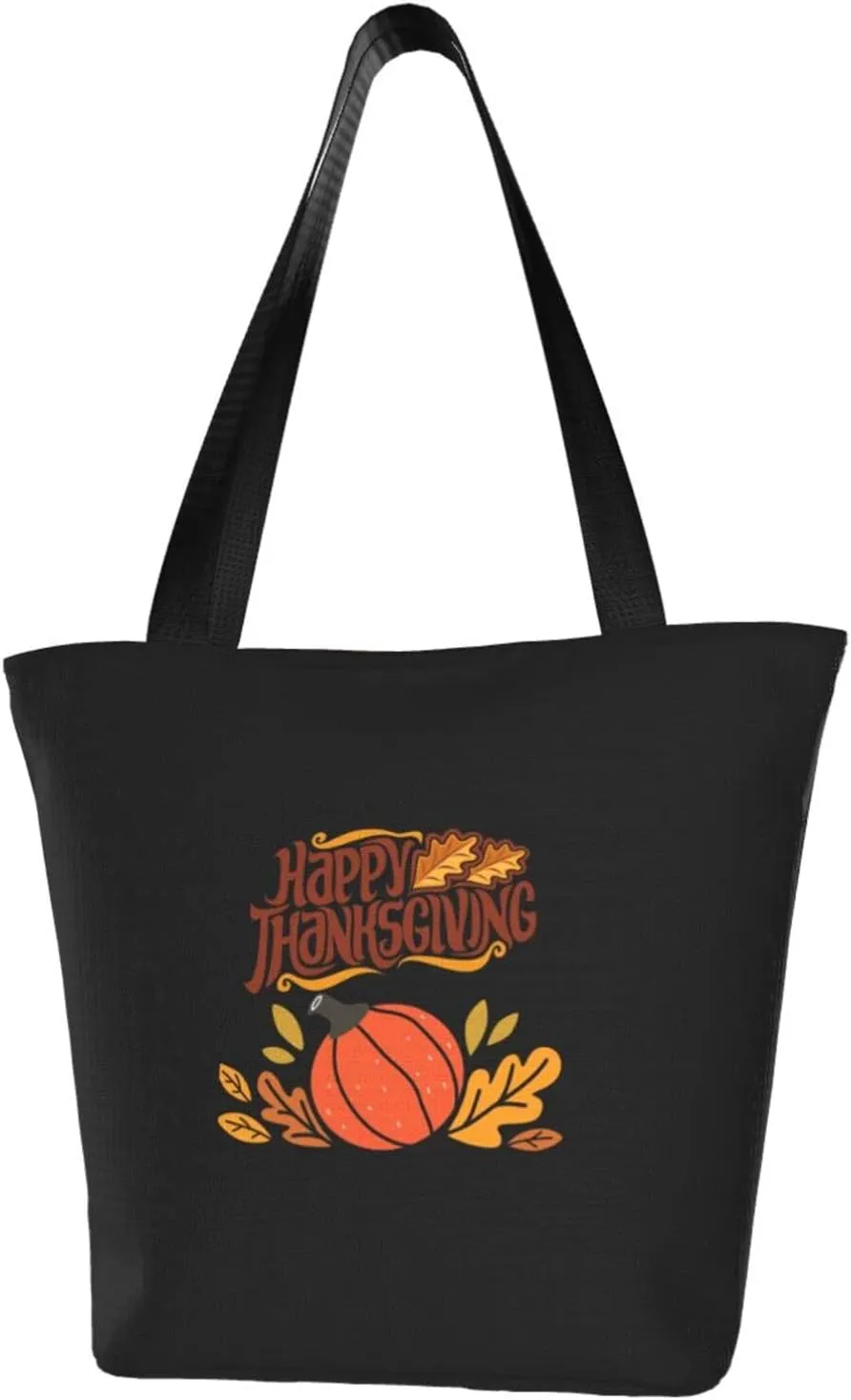 Rqwaaed Welcome Fall Hello Thanksgiving Day Women'S Casual One Shoulder Carry Shopping Bag Large Capacity Working Storage Handbag