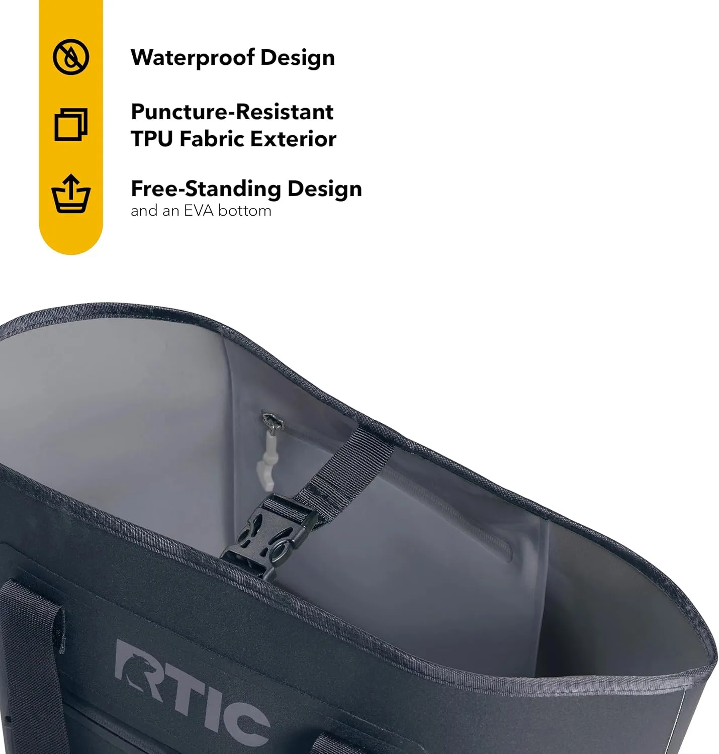 RTIC Ultra-Tough Tote Bag, Waterproof for Beach, Pool, Towel, Grocery, Shopping, Heavy-Duty, Puncture Resistant, Small