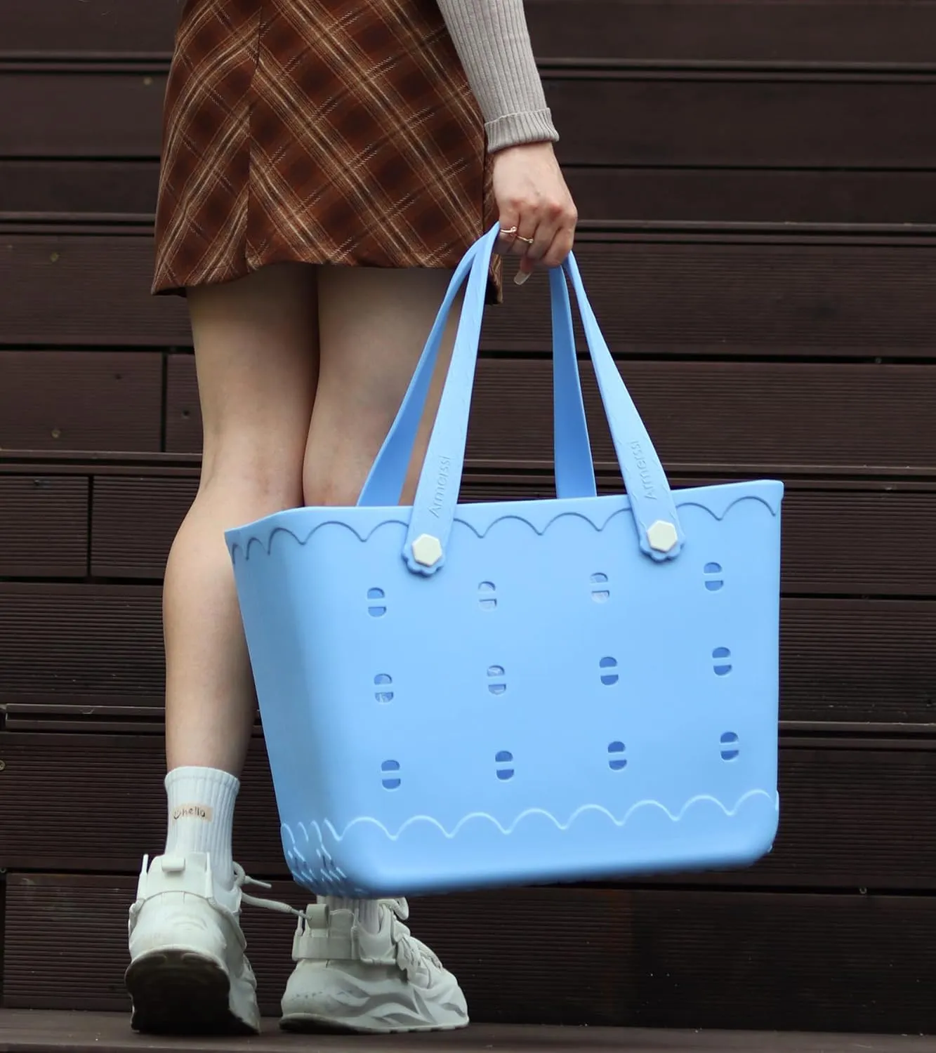 Rubber Beach Bag Waterproof Durable Tote Bag for Beach Sports Pool Modern Rubber Tote