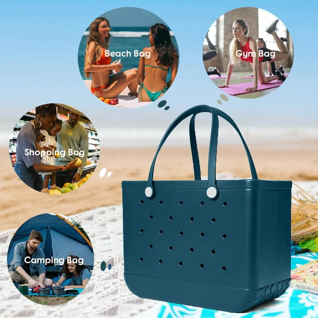 Rubber Beach Bag Waterproof Washable Tip-Proof Durable Tote Bag for Beach Pool Sports Modern Versatile Rubber Tote