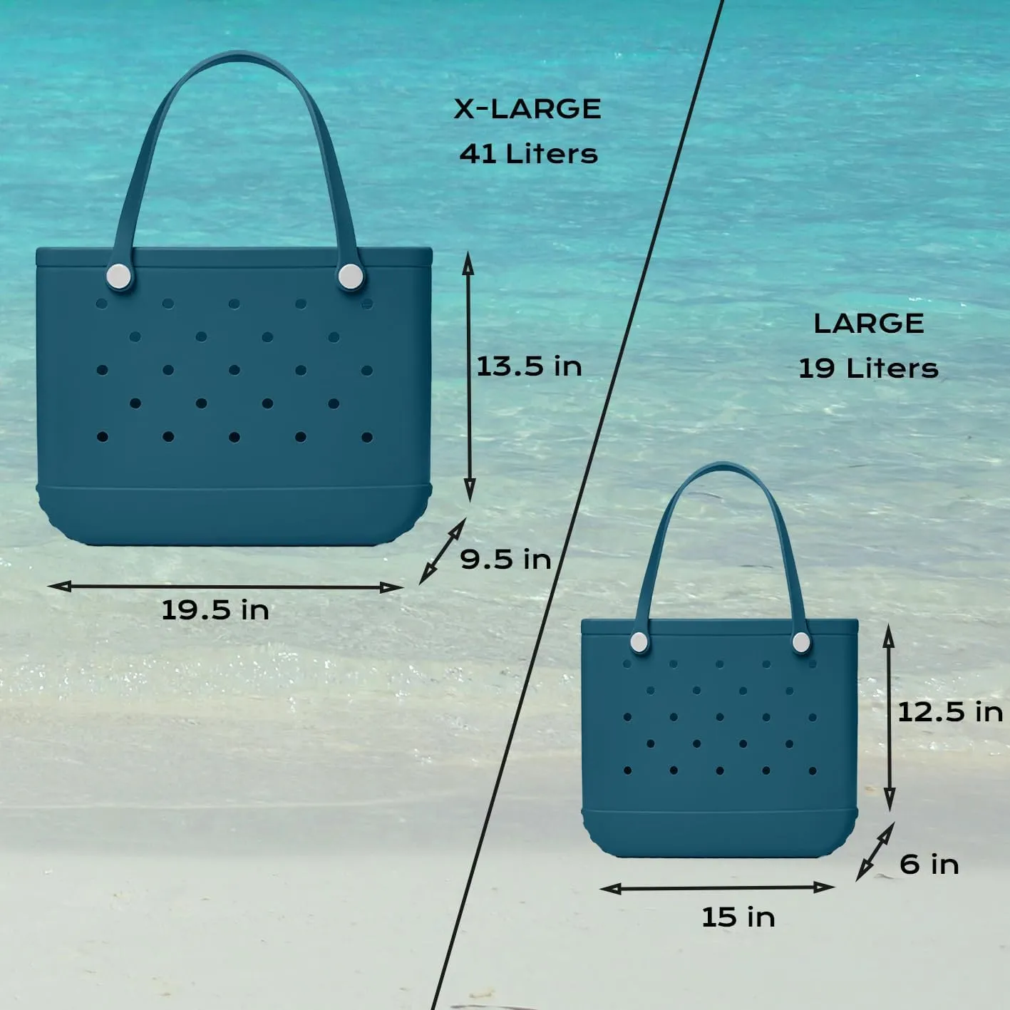 Rubber Beach Bag Waterproof Washable Tip-Proof Durable Tote Bag for Beach Pool Sports Modern Versatile Rubber Tote