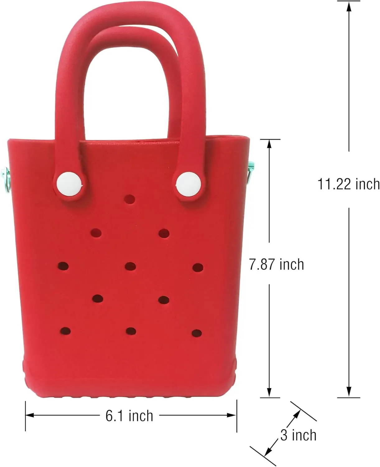 Rubber Beach Bag with Strap, Bitty EVA Tote Bag with 6 Charms
