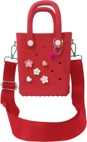 Rubber Beach Bag with Strap, Bitty EVA Tote Bag with 6 Charms