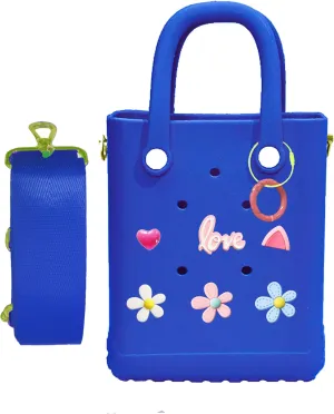 Rubber Beach Bag with Strap, Bitty EVA Tote Bag with 6 Charms