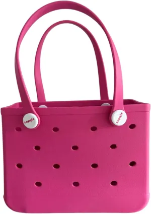 Rubber Tote Bag, Bitty Beach Tote, Double Shoulder Strap, Lightweight Carryall for Beach, Travel, Gym, Pool, Camping
