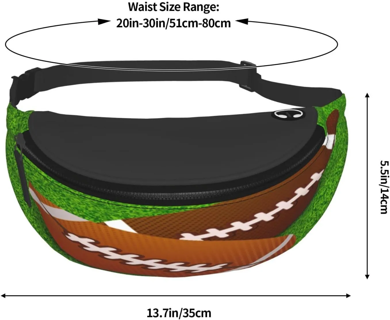 Rugby Ball Field Fanny Pack, Crossbody Waist Packs for Women Men Waist Bags with Adjustable Strap for Travel Running Hiking Sport