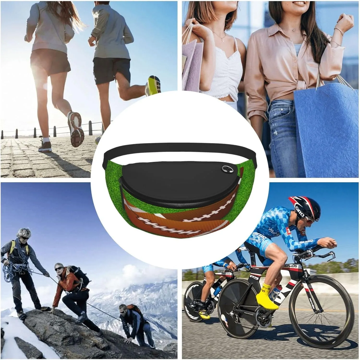 Rugby Ball Field Fanny Pack, Crossbody Waist Packs for Women Men Waist Bags with Adjustable Strap for Travel Running Hiking Sport