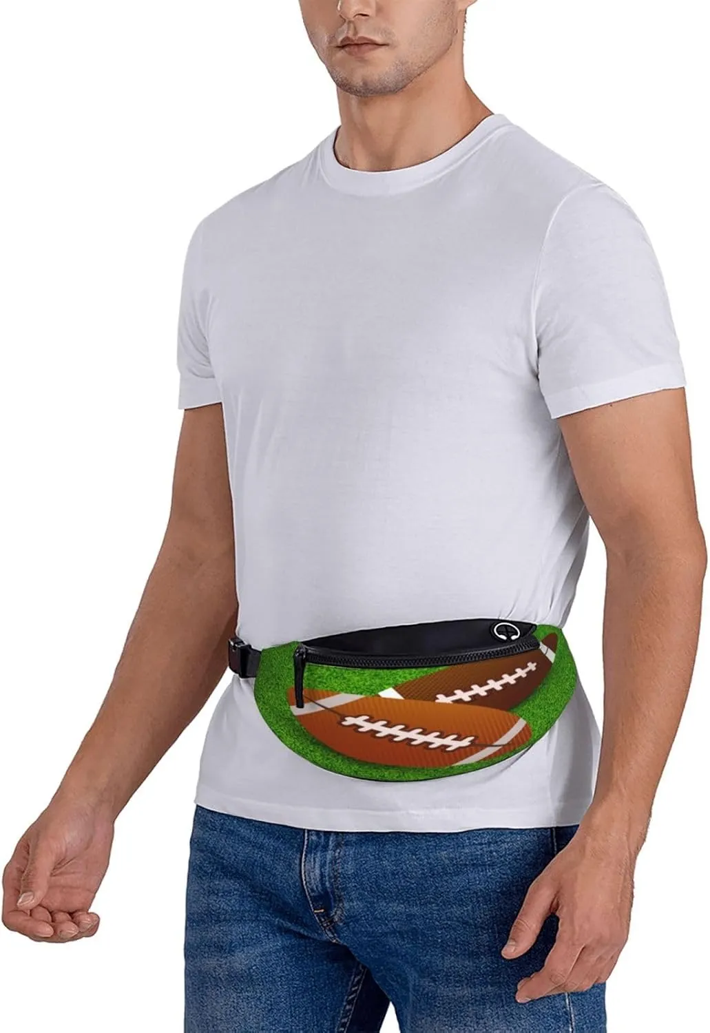 Rugby Ball Field Fanny Pack, Crossbody Waist Packs for Women Men Waist Bags with Adjustable Strap for Travel Running Hiking Sport