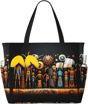 Rugby On Fire Spacious Large Capacity Beach Travel Bag - Foldable Beach Bag Tote Bag With Zipper