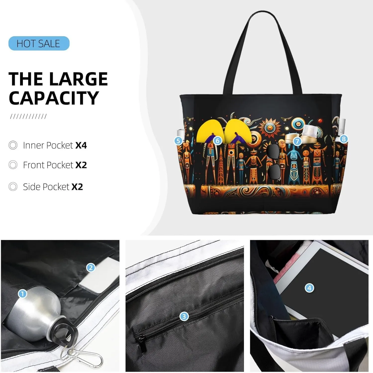 Rugby On Fire Spacious Large Capacity Beach Travel Bag - Foldable Beach Bag Tote Bag With Zipper