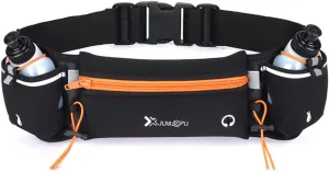 Running Belt with Water Bottles Sports Waist Pouch Hydration Belt Waterproof Waist Pack Bag for Running, Triathlon, Marathon