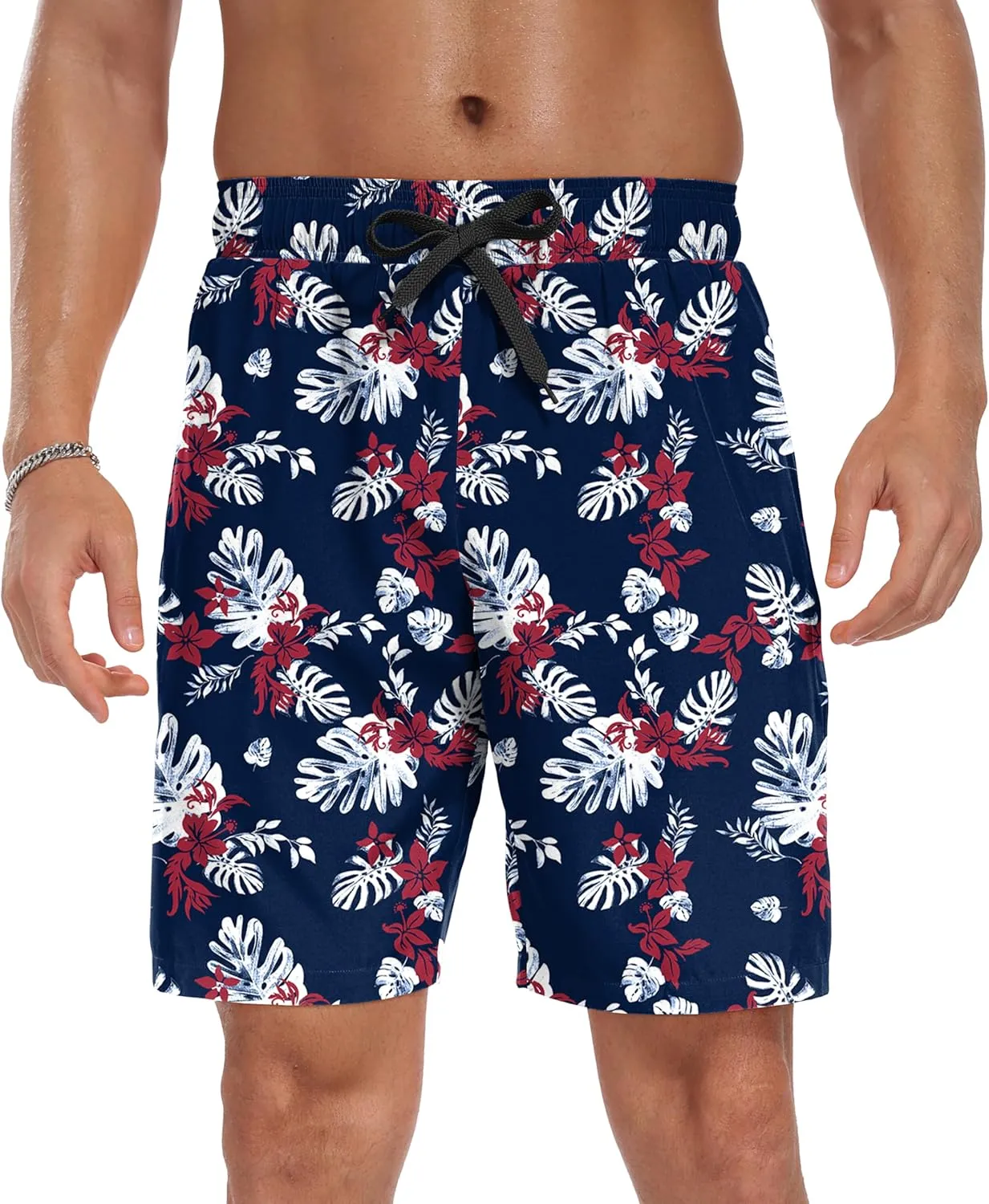 Sailwind Men Swim Trunks with Compression Liner 9" Beach Shorts Quick Dry with Zipper Pockets Board Shorts