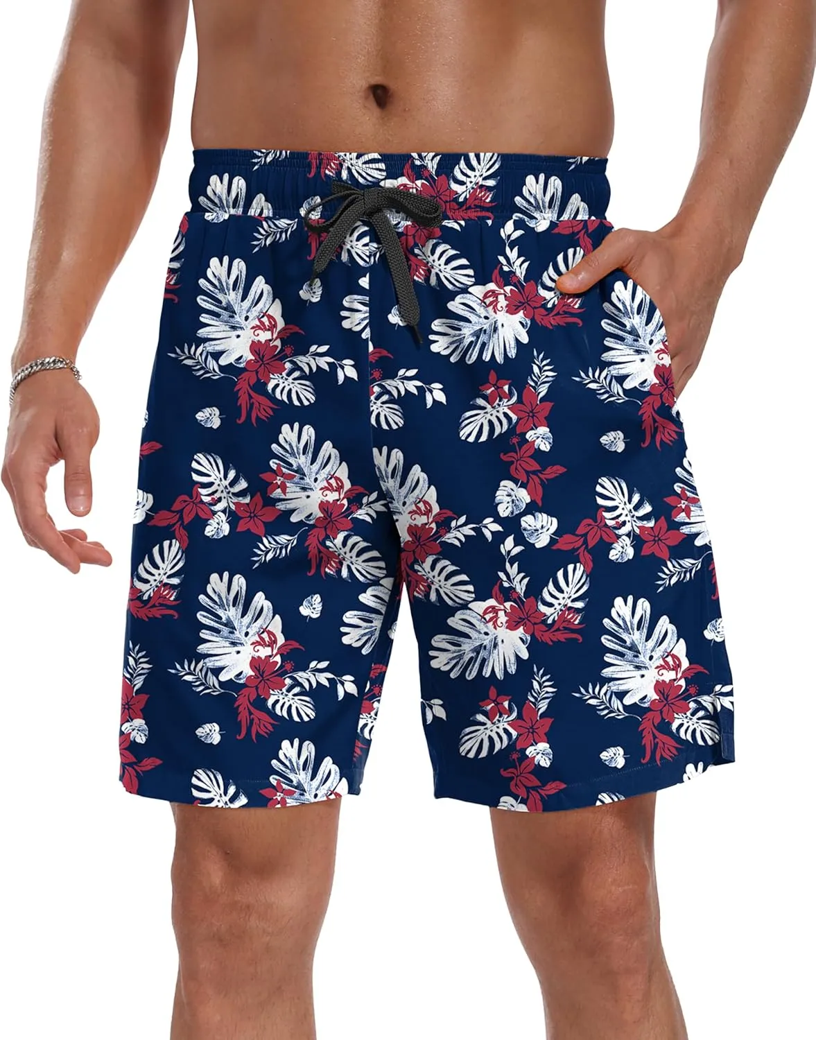 Sailwind Men Swim Trunks with Compression Liner 9" Beach Shorts Quick Dry with Zipper Pockets Board Shorts