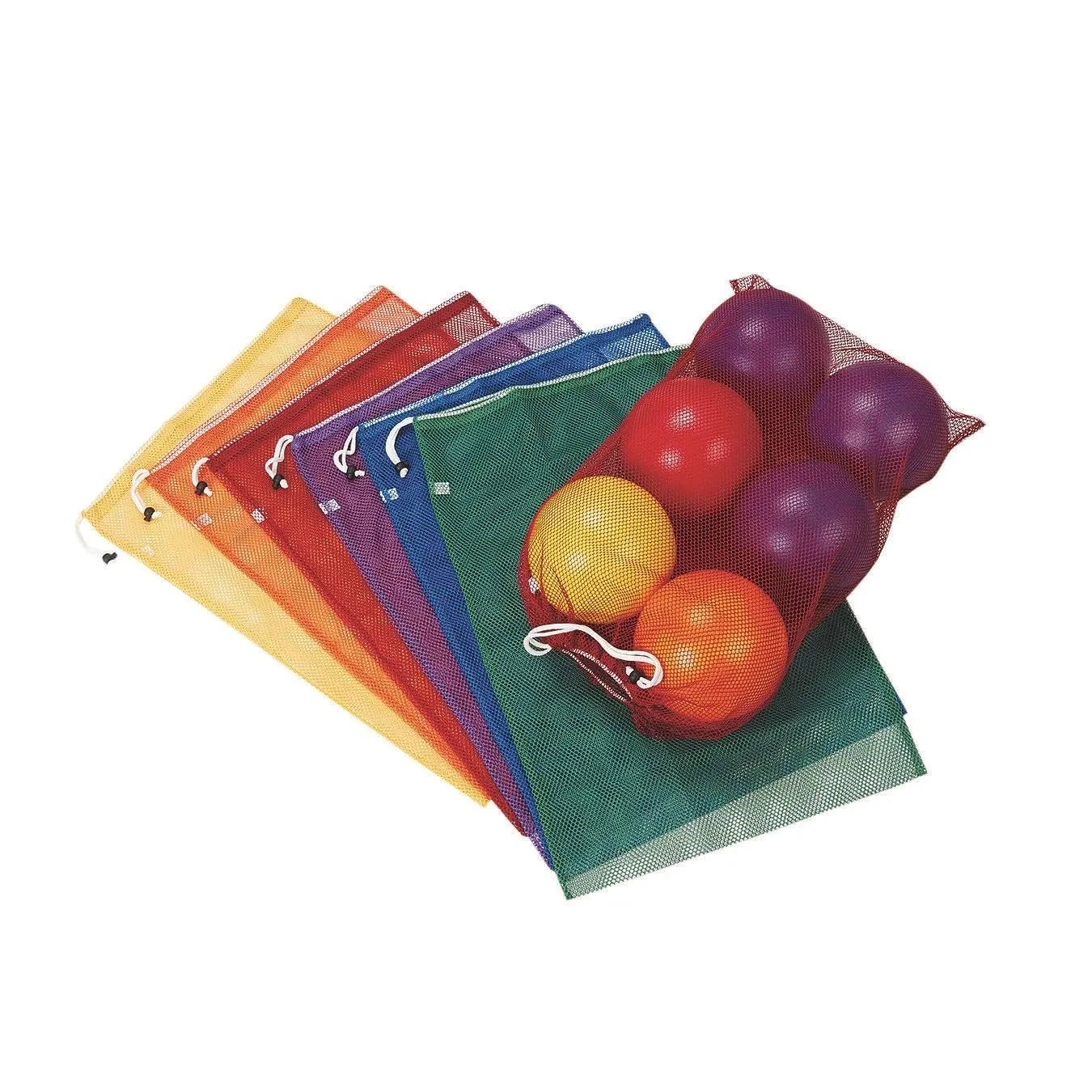 S&S Worldwide Spectrum Medium Drawstring Mesh Storage Bag, 30" Length, 20" Width, Pack of 6
