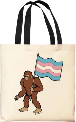 Sasquatch With Trans Flag Canvas Tote Bag