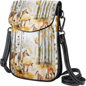 Satchel Bag Birch Tree Deers Purse Crossbody Leather Messenger Bag For Women