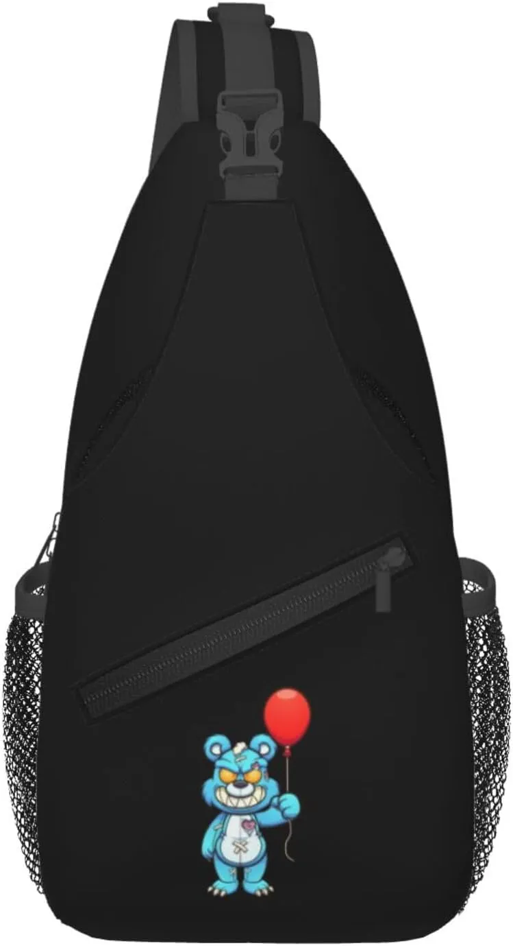 Scary Bear With A Balloon Crossbody Bags For Women Men Chest Backpack Gym Shoulder Bag Travel Outdoor Sports Casual Crossbody Bags