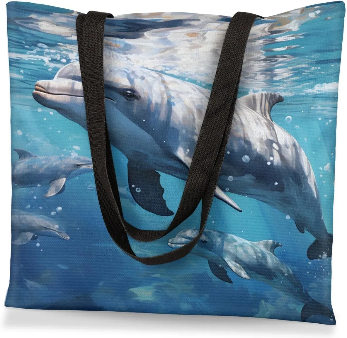 Sea Beach Trees Scenery Canvas Tote Bag for Women Men Stylish Tote Handbag Shoulder Bag Reusable Grocery Bag