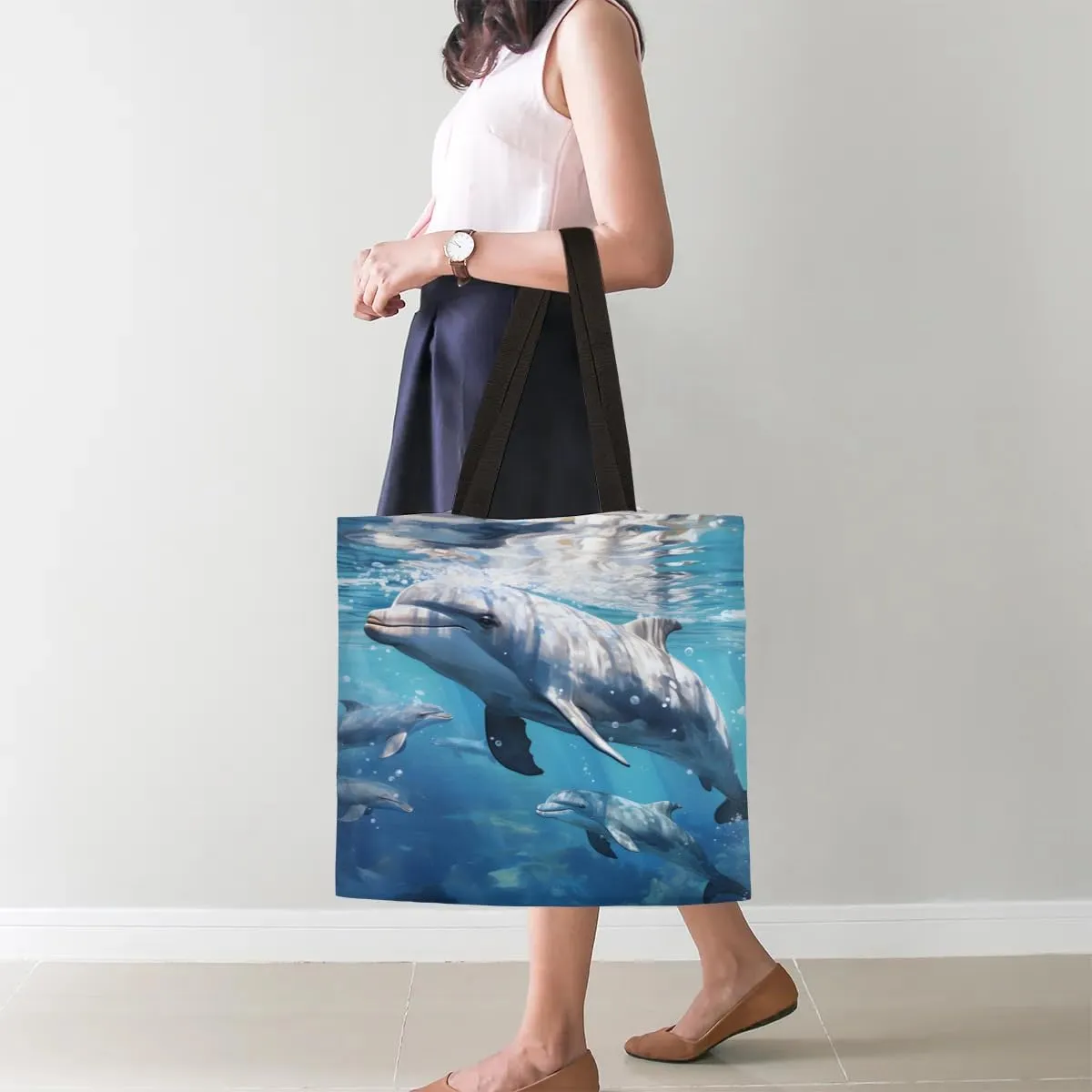 Sea Beach Trees Scenery Canvas Tote Bag for Women Men Stylish Tote Handbag Shoulder Bag Reusable Grocery Bag