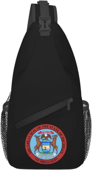 Seal of Michigan Crossbody Bags For Women Men Chest Backpack Gym Shoulder Bag Travel Outdoor Sports Casual Crossbody Bags