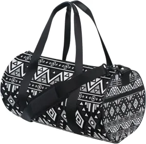 Seamless Tribal Ethnic Pattern in Vintage Retro Pattern Portable Gym Bag, Travel Bag, Luggage bag, Sports Bag, Toiletry Bag with Handles, Detachable Shoulder Strap 17.6 x 9 x 9 inch
