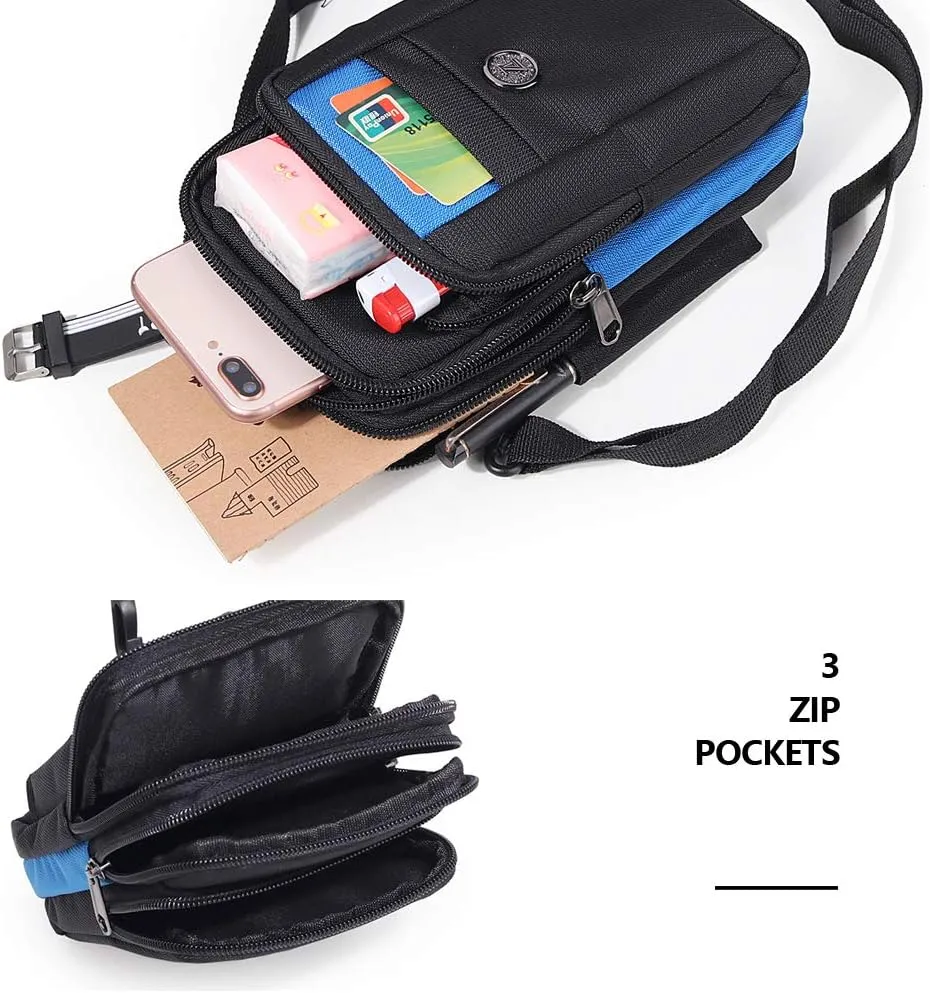 Senient Wolf Waterproof Nylon Multifunctional Phone Bag Small One Shoulder Crossbody Bag Waist Bag Wallet Travel Passport Bag