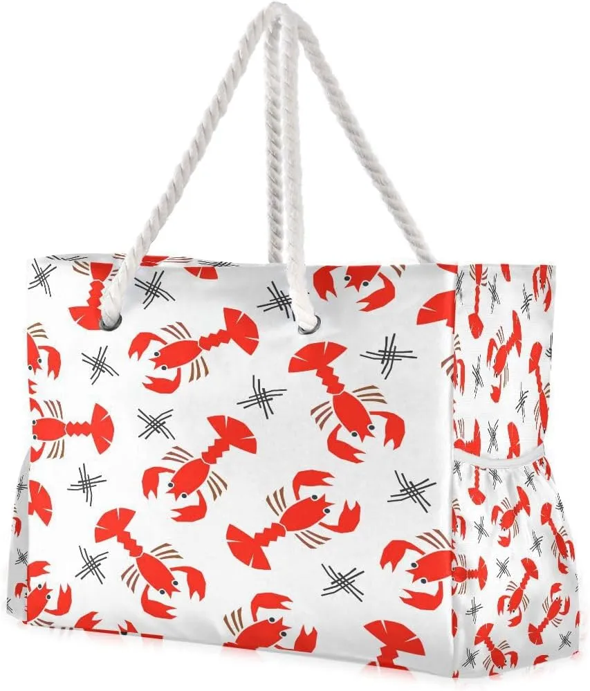 senya Beach Bag Large Travel Tote Bag Red Crayfish Shoulder Bag luggage bag for Gym Travel Sport