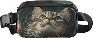senya Cat Lotus Pond Fanny Pack Crossbody Bags for Women Belt Bag Running Waist Bag with Adjustable Strap