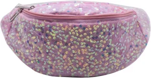 Sequins Glitter Waist Bag Fanny Pack for Women Girls Crossbody Belt Bag Chest Bag Phone Pouch for Travel Running Workout
