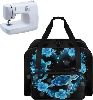 Sewing Machine Case Tote, Blue Turtle Travel Case Tote Bag for Sewing Machine, Universal Sewing Box Storage Bag Compatible with Most Standard Size Sewing Machine