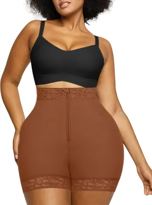 SHAPELLX Booty Lifting Shapewear Waist Trainer Shorts Tummy Control Underwear For Women Waist Shaper(Brown,Large)