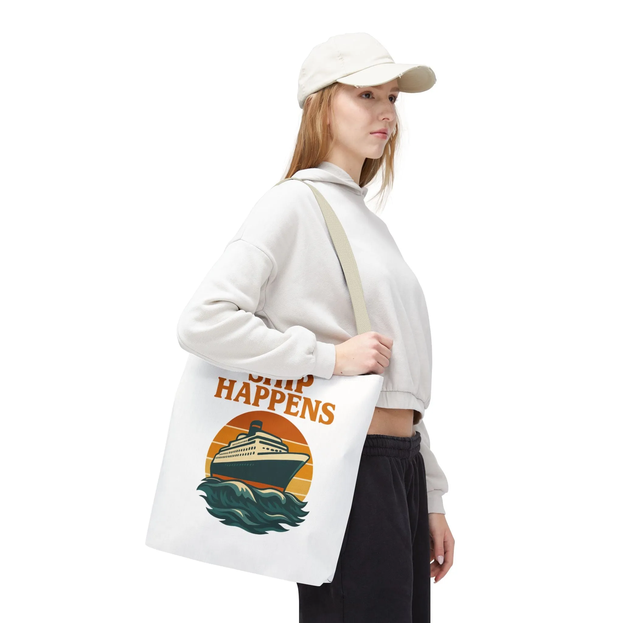 Ship Happens Tote Bag - Fun Nautical Design for Beach Lovers Cruise Bag Unique Gift for Travelers