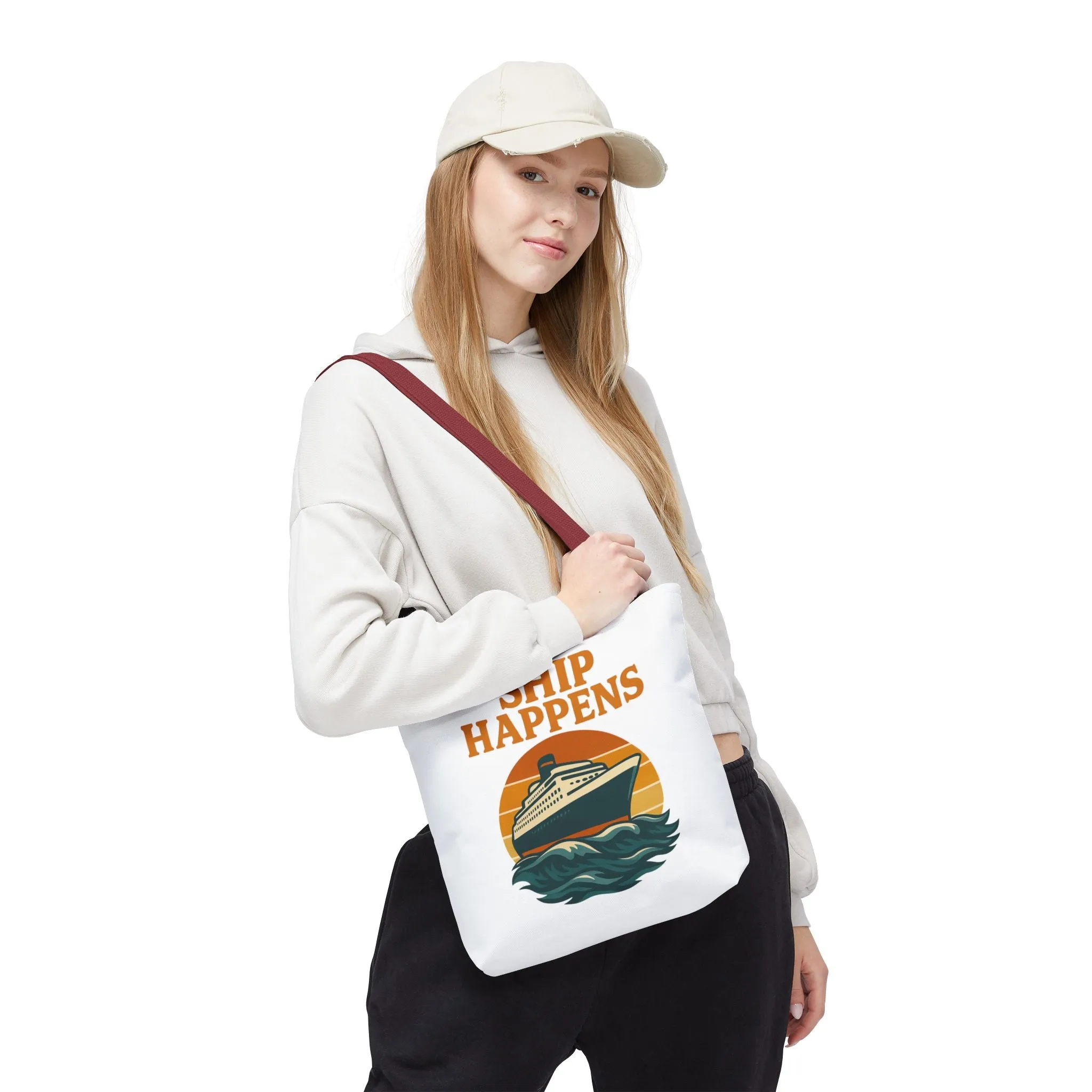 Ship Happens Tote Bag - Fun Nautical Design for Beach Lovers Cruise Bag Unique Gift for Travelers