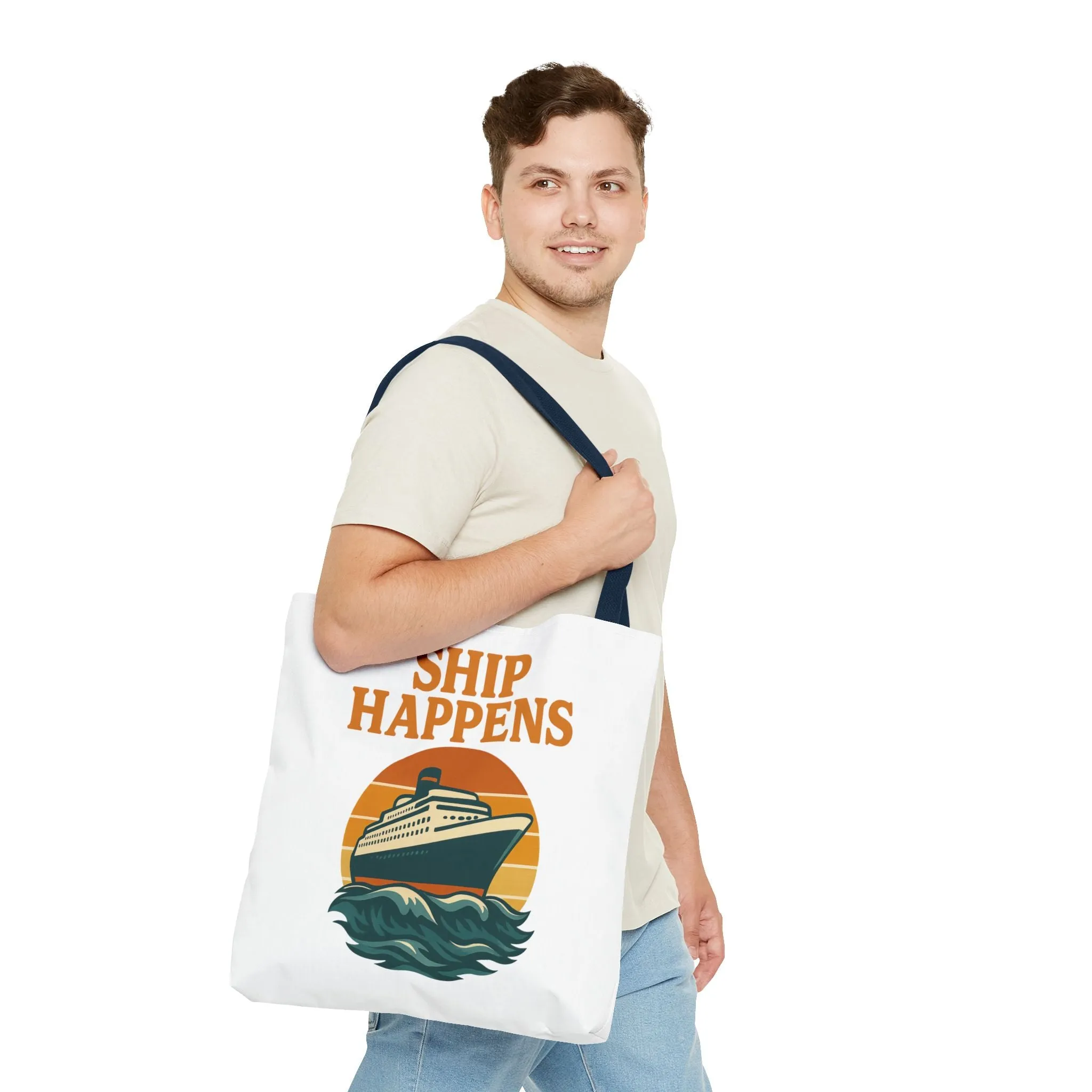 Ship Happens Tote Bag - Fun Nautical Design for Beach Lovers Cruise Bag Unique Gift for Travelers