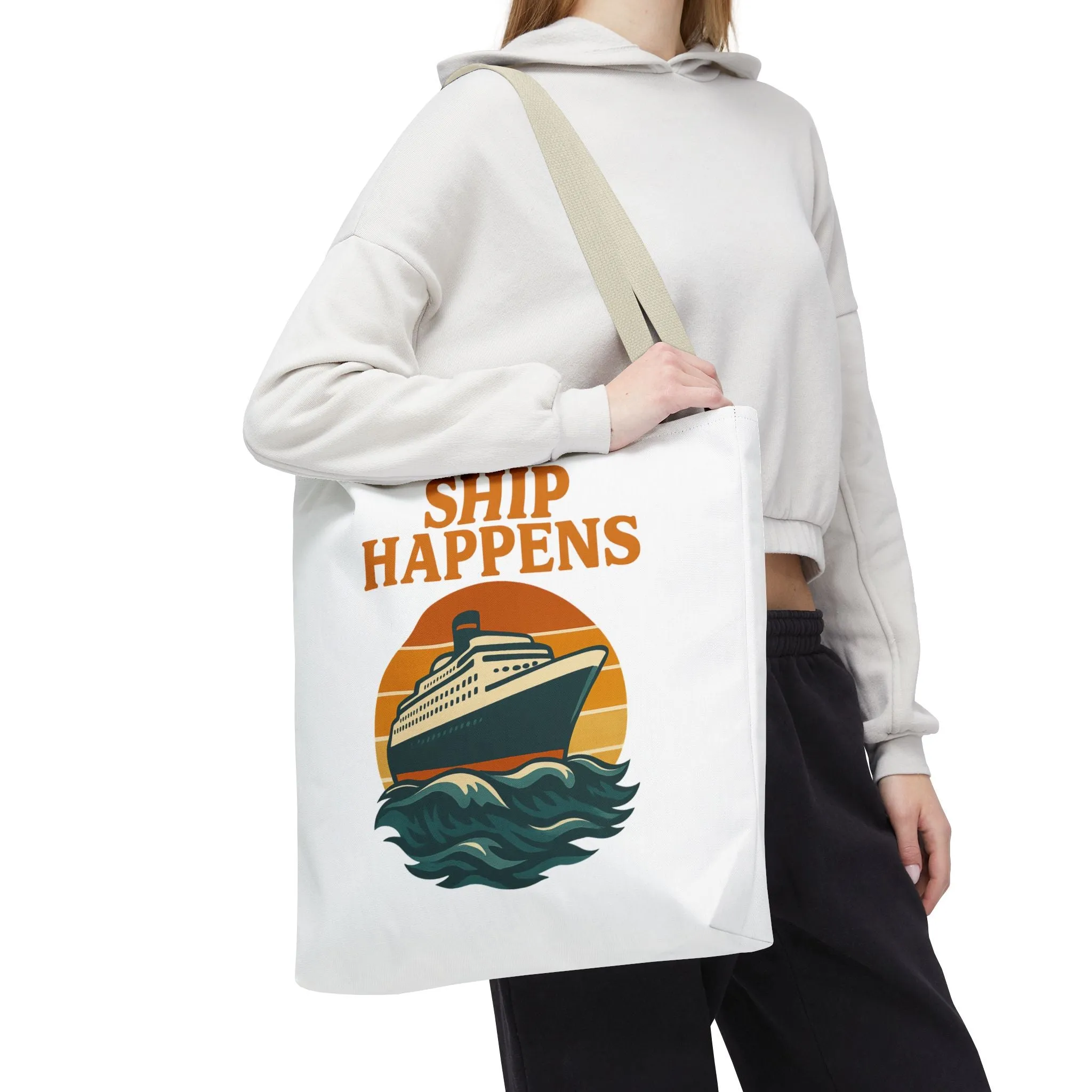Ship Happens Tote Bag - Fun Nautical Design for Beach Lovers Cruise Bag Unique Gift for Travelers
