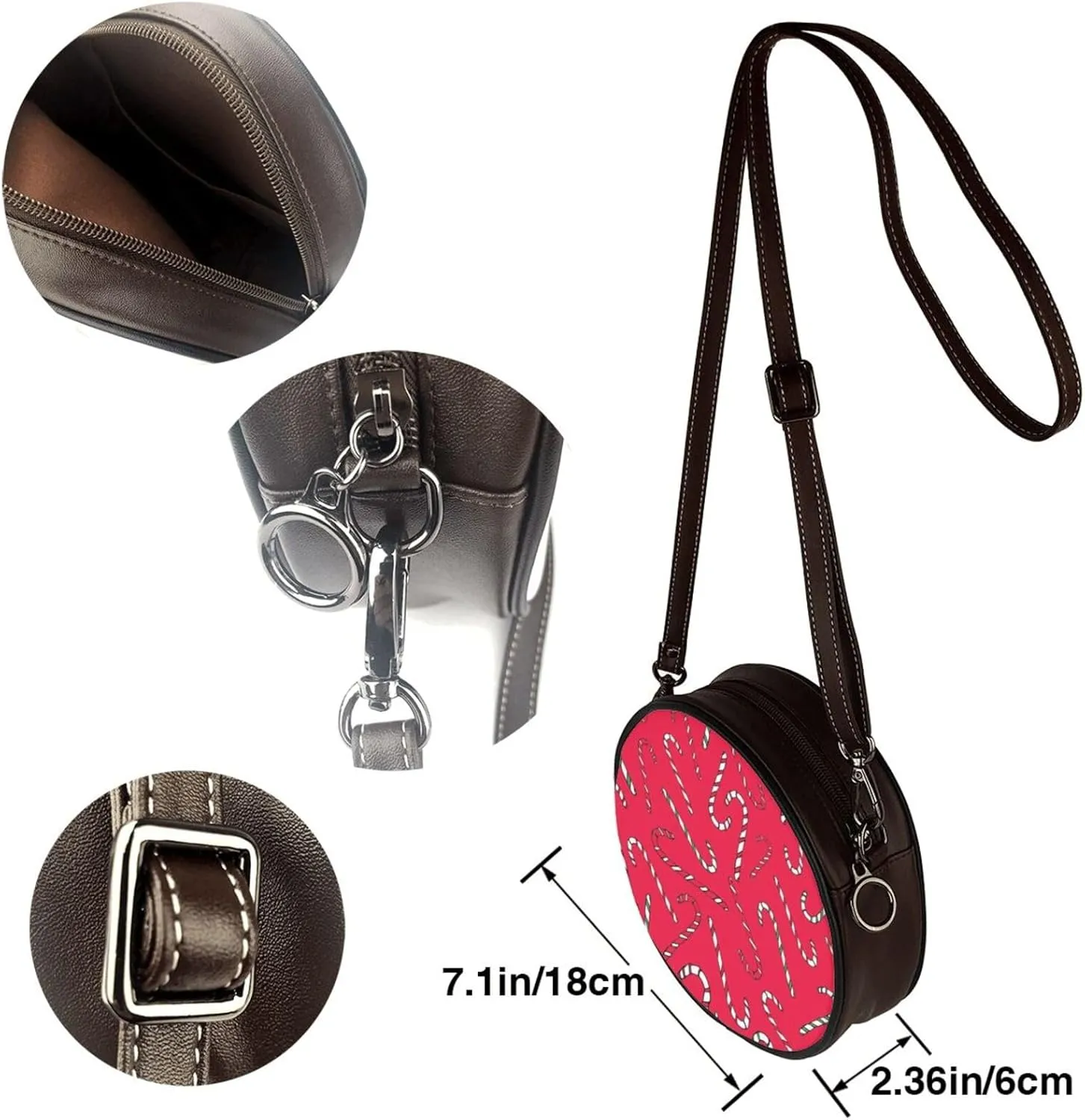 Shoulder Round Circle Bag Leather Travel Briefcase Satchel for Office, Work, Travel