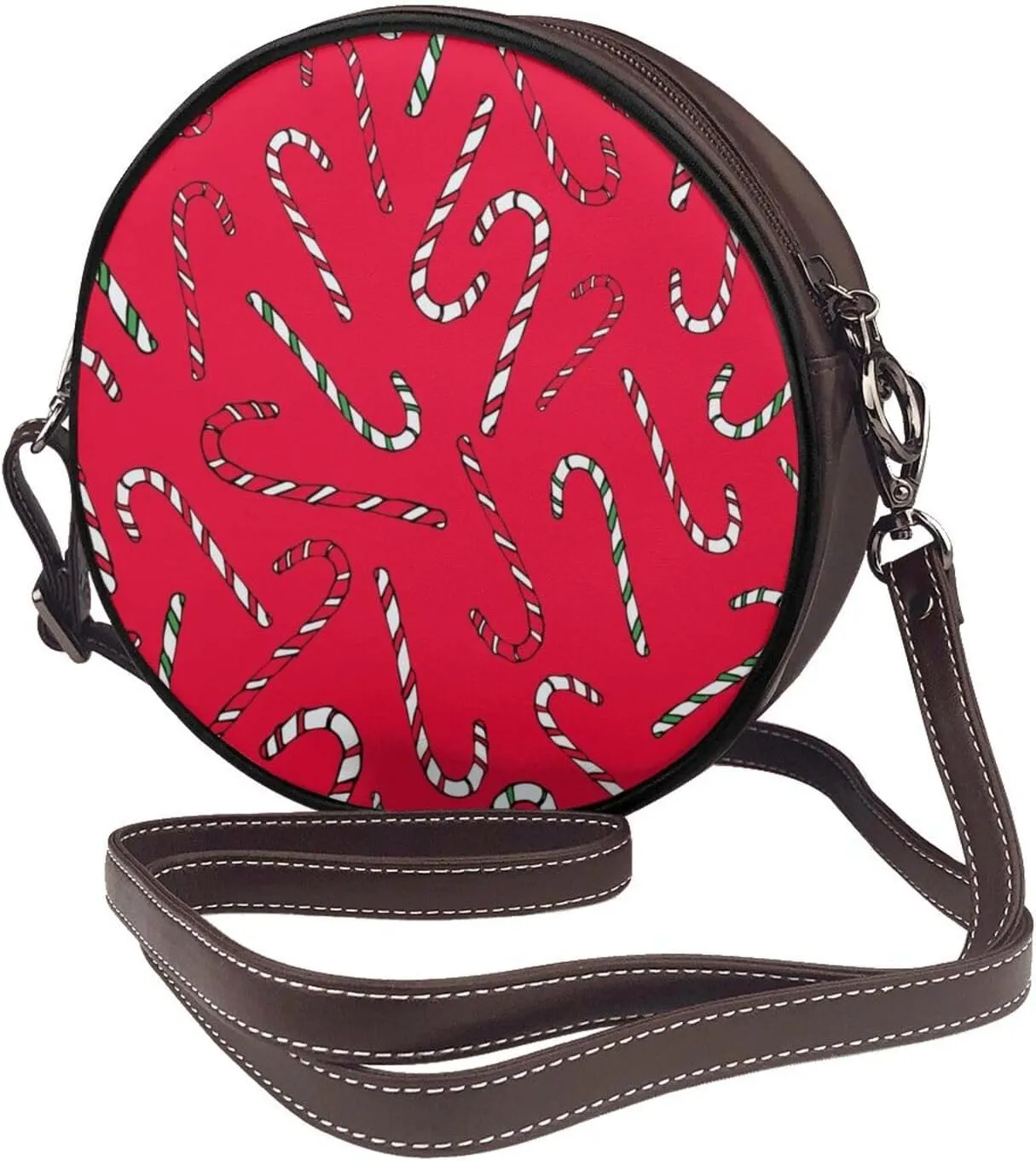 Shoulder Round Circle Bag Leather Travel Briefcase Satchel for Office, Work, Travel