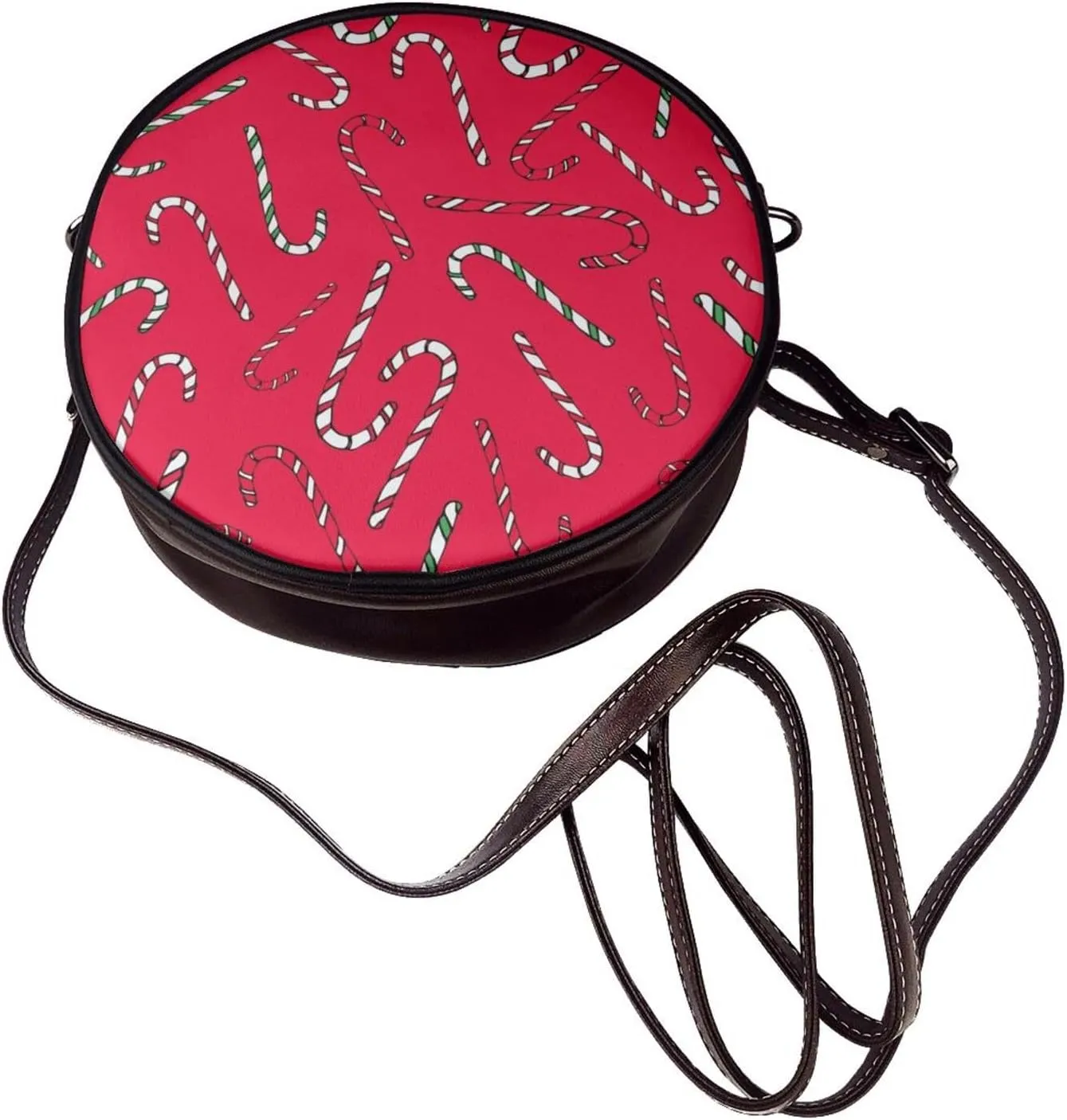 Shoulder Round Circle Bag Leather Travel Briefcase Satchel for Office, Work, Travel