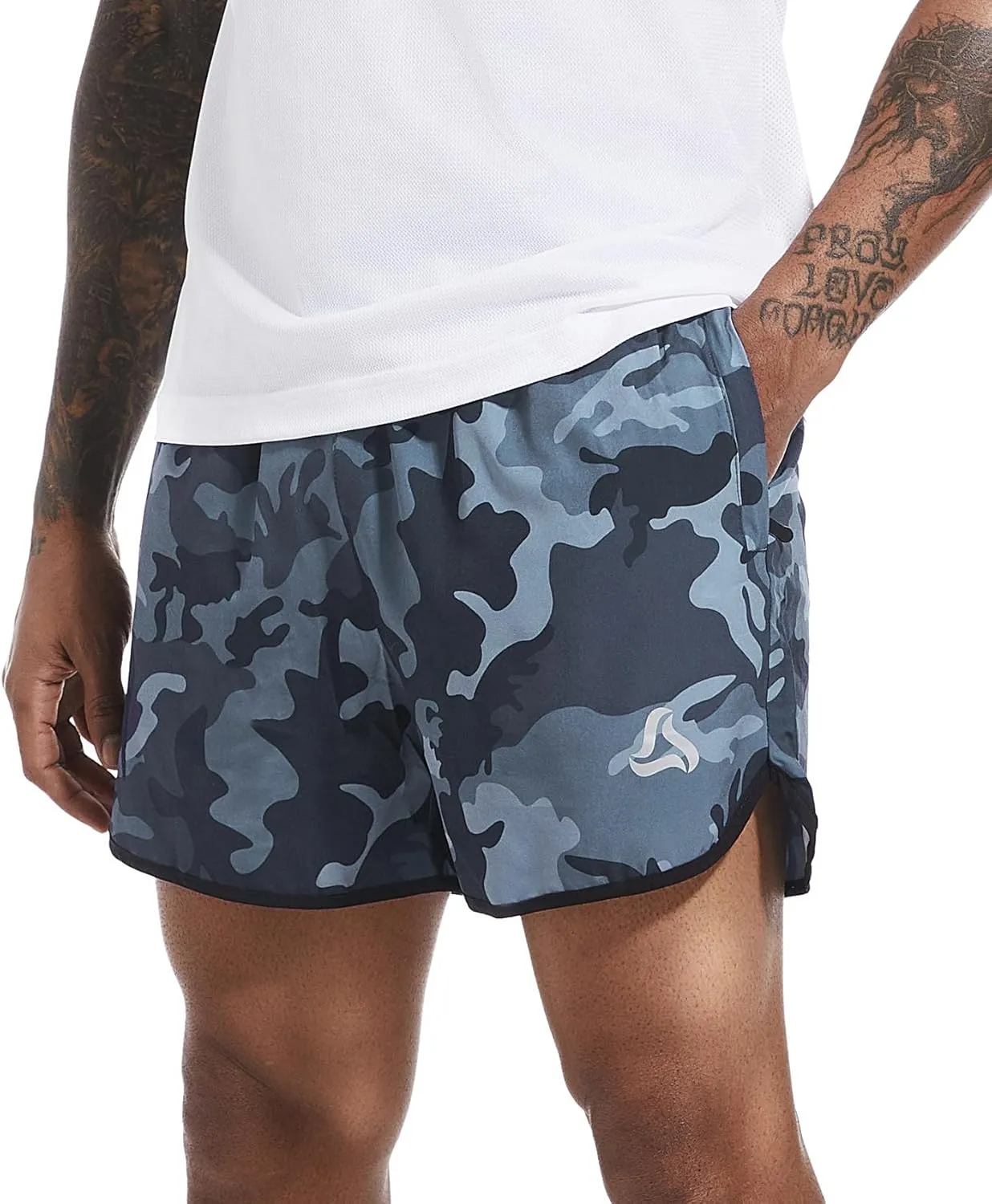 SILKWORLD Men's Running Stretch Quick Dry Shorts with Zipper Pockets(Pack of 2,3)