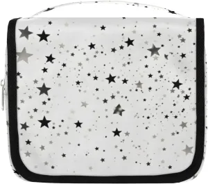 Silver Star Hanging Travel Toiletry Bag Kit Makeup Case Cosmetics Organizer Shining Bright Stars Toiletry Bag for Women Make up Accessories Shampoo Body Cream Brushes Set