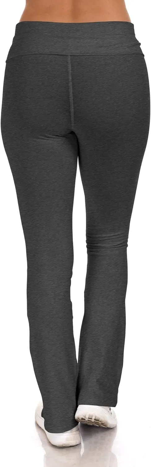 Simply Ravishing Cotton Fold Over Bootcut Yoga Pants (Size: XS-5X)