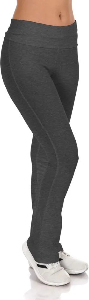 Simply Ravishing Cotton Fold Over Bootcut Yoga Pants (Size: XS-5X)