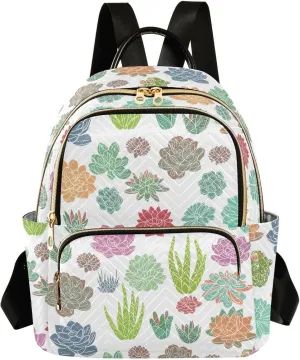 Sinestour Succulents Green Plant Women Backpack Purse Large Capacity Casual Daypack Adjustable Strap Travel Work Ladies Backpack